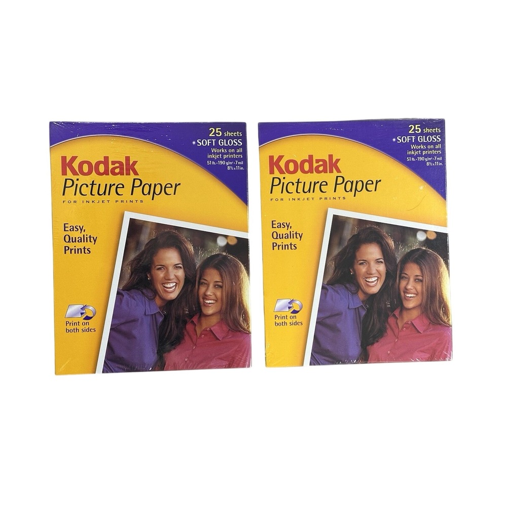 Kodak 25 Sheets Soft Gloss Picture-Photo Paper 8.5" x 11" 51 Lb Pack of 2 SEALED